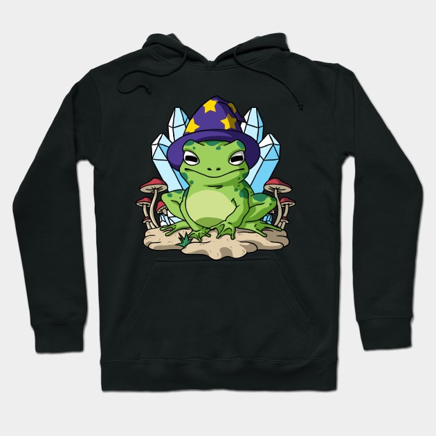 Cottagecore Aesthetic Frog Wizard Hat Mushroom Hoodie by Alex21